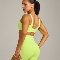 SoftMotion™ Scoop Back Bralette with Gray Logo | Citrus Green