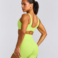 SoftMotion™ Scoop Back Bralette with Gray Logo | Citrus Green