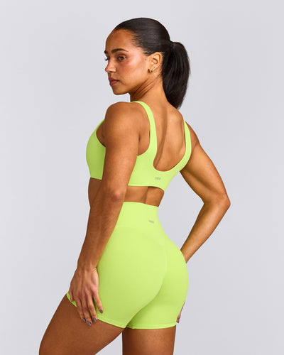 SoftMotion™ Scoop Back Bralette with Gray Logo | Citrus Green