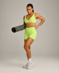 SoftMotion™ Scoop Back Bralette with Gray Logo | Citrus Green