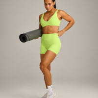 SoftMotion™ Scoop Back Bralette with Gray Logo | Citrus Green