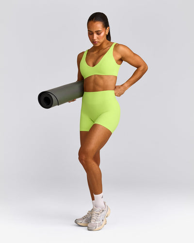 SoftMotion™ Scoop Back Bralette with Gray Logo | Citrus Green