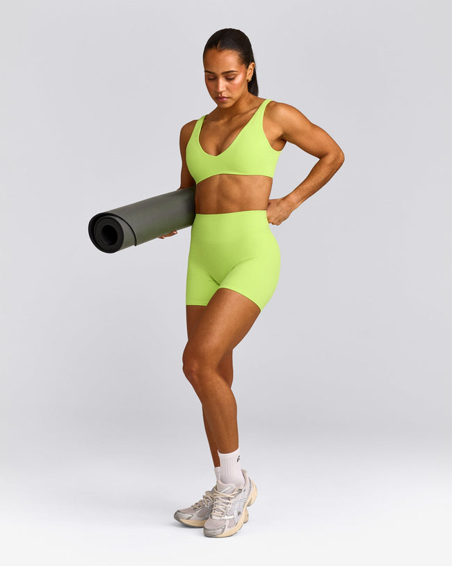 SoftMotion™ Scoop Back Bralette with Gray Logo | Citrus Green