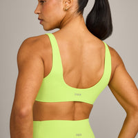 SoftMotion™ Scoop Back Bralette with Gray Logo | Citrus Green