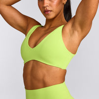 SoftMotion™ Scoop Back Bralette with Gray Logo | Citrus Green
