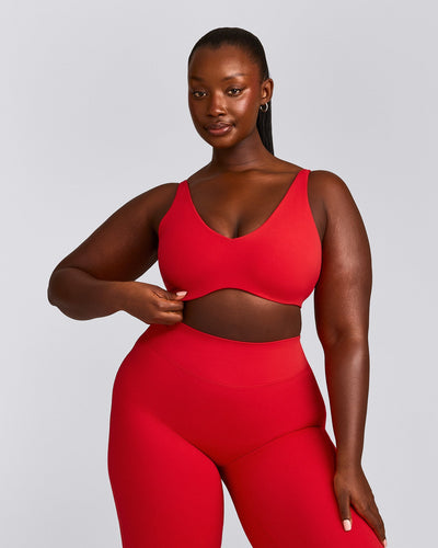 SoftMotion™ Scoop Back Bralette with Gray Logo | Fiery Red