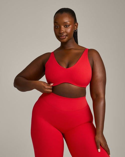 Oner Modal SoftMotion™ Scoop Back Bralette with Gray Logo | Fiery Red