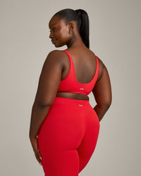 SoftMotion™ Scoop Back Bralette with Gray Logo | Fiery Red
