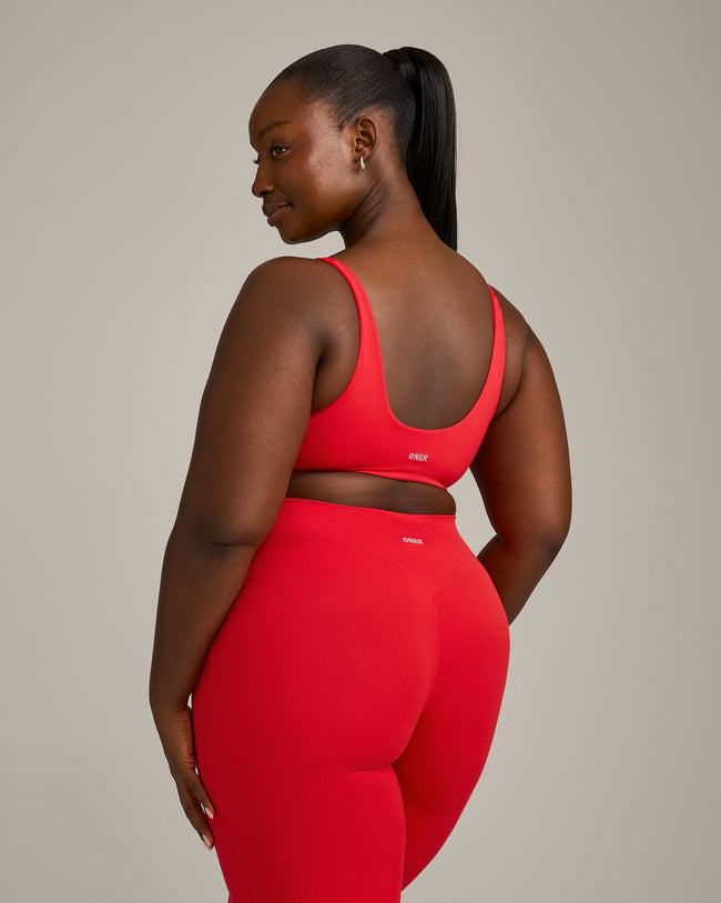 SoftMotion™ Scoop Back Bralette with Gray Logo | Fiery Red