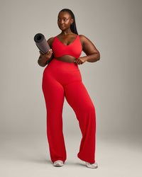 SoftMotion™ Scoop Back Bralette with Gray Logo | Fiery Red