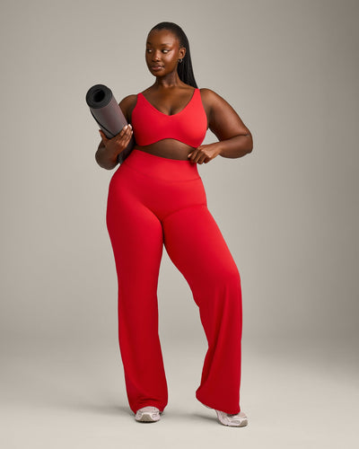 SoftMotion™ Scoop Back Bralette with Gray Logo | Fiery Red