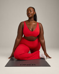 SoftMotion™ Scoop Back Bralette with Gray Logo | Fiery Red