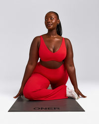 SoftMotion™ Scoop Back Bralette with Gray Logo | Fiery Red