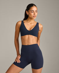 SoftMotion™ Scoop Back Bralette with Gray Logo | True Blue