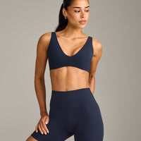 SoftMotion™ Scoop Back Bralette with Gray Logo | True Blue