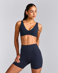 SoftMotion™ Scoop Back Bralette with Gray Logo | True Blue