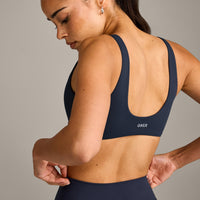 SoftMotion™ Scoop Back Bralette with Gray Logo | True Blue