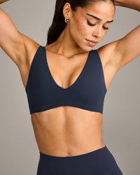 SoftMotion™ Scoop Back Bralette with Gray Logo | True Blue