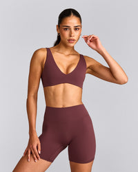 SoftMotion™ Scoop Back Bralette with Gray Logo | Velvet Mocha