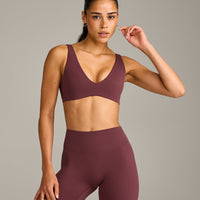 SoftMotion™ Scoop Back Bralette with Gray Logo | Velvet Mocha