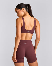 SoftMotion™ Scoop Back Bralette with Gray Logo | Velvet Mocha