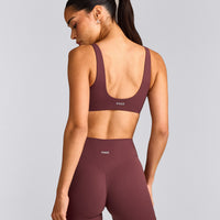 SoftMotion™ Scoop Back Bralette with Gray Logo | Velvet Mocha