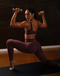 SoftMotion™ Scoop Back Bralette with Gray Logo | Velvet Mocha