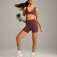 SoftMotion™ Scoop Back Bralette with Gray Logo | Velvet Mocha