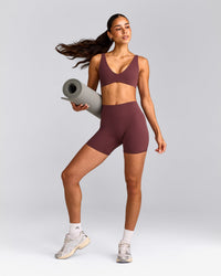 SoftMotion™ Scoop Back Bralette with Gray Logo | Velvet Mocha