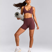 SoftMotion™ Scoop Back Bralette with Gray Logo | Velvet Mocha