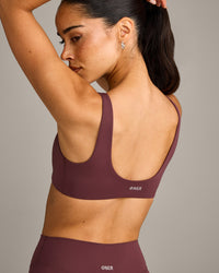 SoftMotion™ Scoop Back Bralette with Gray Logo | Velvet Mocha