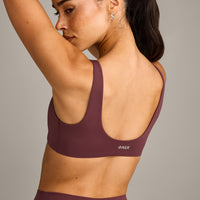 SoftMotion™ Scoop Back Bralette with Gray Logo | Velvet Mocha