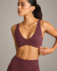 SoftMotion™ Scoop Back Bralette with Gray Logo | Velvet Mocha