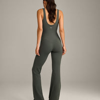 SoftMotion™ Scoop Back Flared All In One Long with Gray Logo | Dark Khaki