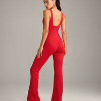 SoftMotion™ Scoop Back Flared All In One Long with Gray Logo | Fiery Red