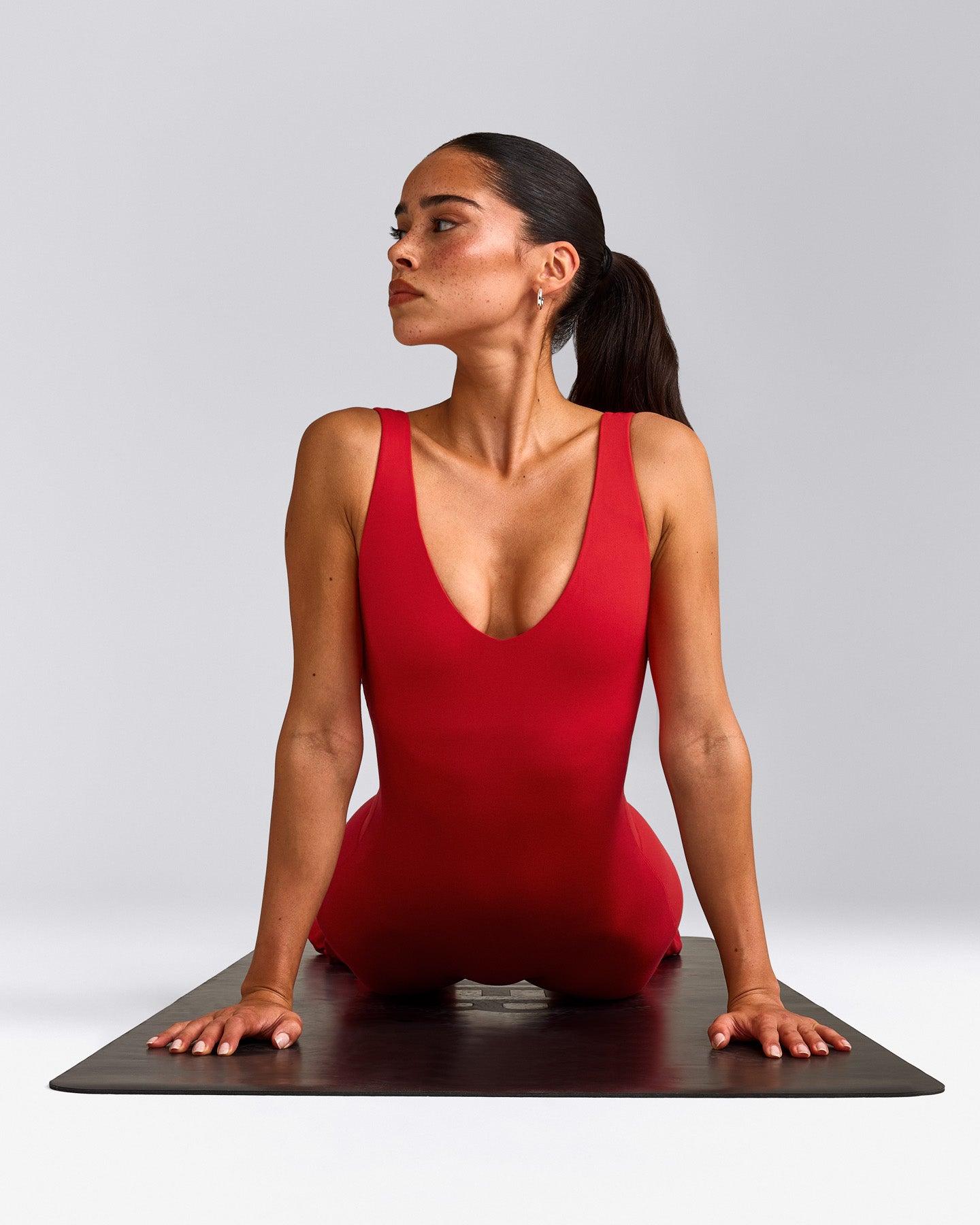 SoftMotion™ Scoop Back Flared All In One Long with Gray Logo | Fiery Red