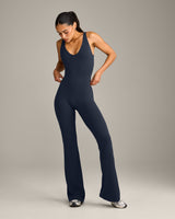 SoftMotion™ Scoop Back Flared All In One Long with Gray Logo | True Blue