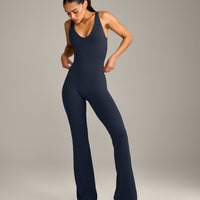 SoftMotion™ Scoop Back Flared All In One Long with Gray Logo | True Blue