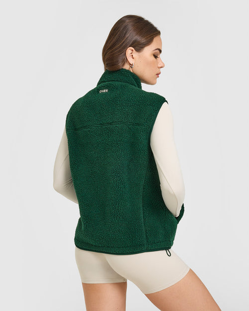 Fleece Tank Top with Chest Pocket | Racing Green