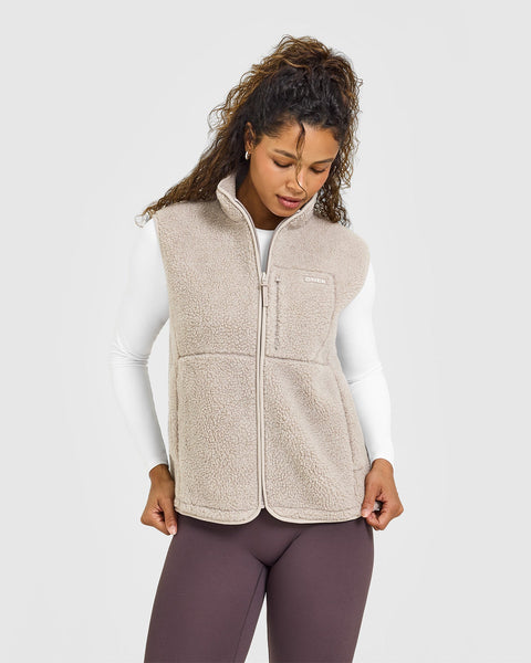 Fleece Vest with Chest Pocket in Warm Sand | Oner Active US