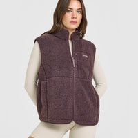 Fleece Gilet with Chest Pocket | Umber Brown