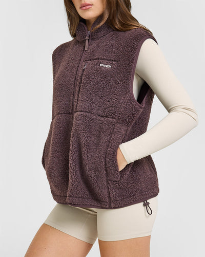 Fleece Gilet with Chest Pocket | Umber Brown