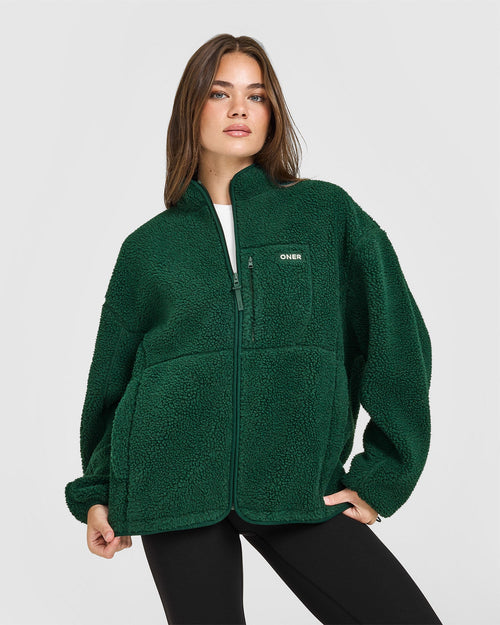 Oner Modal Fleece Jacket with Chest Pocket | Racing Green
