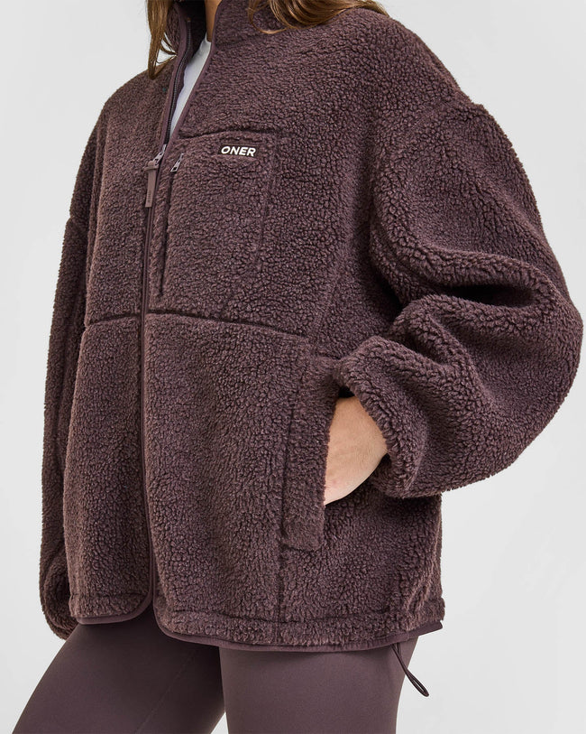 Fleece Jacket with Chest Pocket | Umber Brown