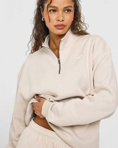 Foundations Oversized 1/4 Zip Sweatshirt | Sand