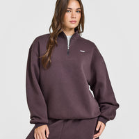 Foundations Oversized 1/4 Zip Sweatshirt | Umber Brown