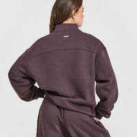 Foundations Oversized 1/4 Zip Sweatshirt | Umber Brown