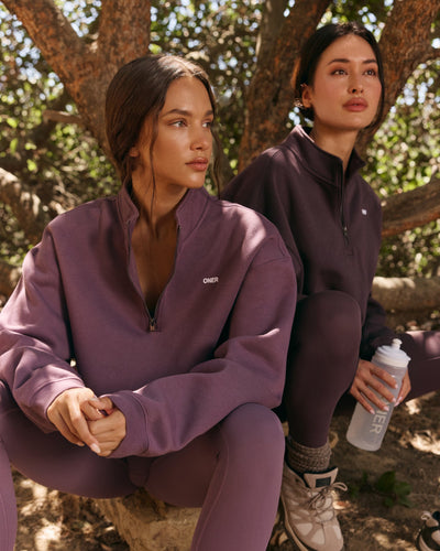 Foundations Oversized 1/4 Zip Sweatshirt | Vintage Purple