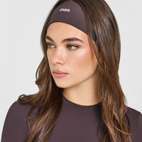 SoftMotion™ Headband with White Logo | Dark Umber Brown