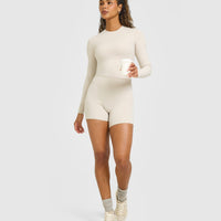 SoftMotion™ Long Sleeve Mid Top with White Logo | Sand